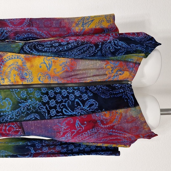 Shana Multicolor Whimsy Goth Dark Fairy Paisley Patchwork Asymetrical Jacket - L - Picture 3 of 14